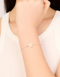 Rose Gold Plated Cubic Zirconia Flower Toggle Bracelet - link has visual effect only