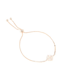 Rose Gold Plated Cubic Zirconia Flower Toggle Bracelet - link has visual effect only
