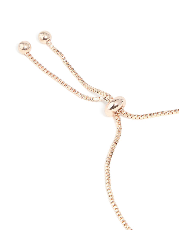 Rose Gold Plated Cubic Zirconia Flower Toggle Bracelet