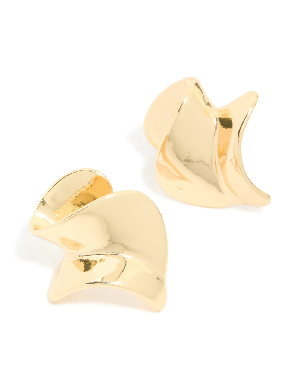 Gold Plated Warped Twist Earrings