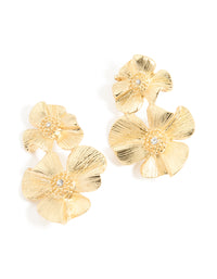 Gold Plated Floral Crawler Earrings - link has visual effect only