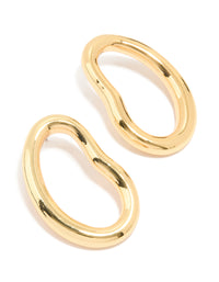 Gold Plated Organic Open Oval Stud Earrings - link has visual effect only