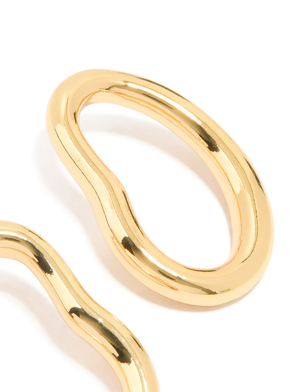 Gold Plated Organic Open Oval Stud Earrings