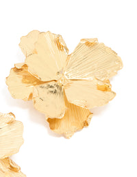 Gold Plated Large Organic Petal Flower Earrings - link has visual effect only