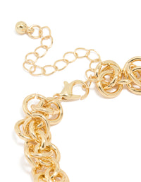 Gold Plated Chunky Interwoven Link Bracelet - link has visual effect only