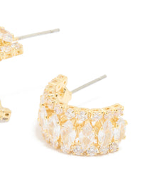 Gold Plated Mixed Cubic Zirconia Medium Hoop Earrings - link has visual effect only