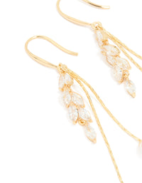 Gold Plated Cubic Zirconia Double Pearl Hook Earrings - link has visual effect only
