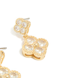 Gold Plated Cubic Zirconia Small & Medium Flower Earrings - link has visual effect only