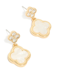 Gold Plated Double Flower Cubic Zirconia Drop Earrings - link has visual effect only