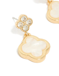 Gold Plated Double Flower Cubic Zirconia Drop Earrings - link has visual effect only