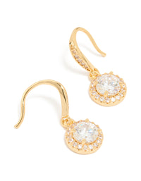 Gold Plated Cubic Zirconia Small Halo Hook Earrings - link has visual effect only