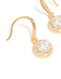 Gold Plated Cubic Zirconia Small Halo Hook Earrings - link has visual effect only