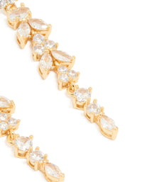 Gold Plated Cubic Zirconia Elongated Vine Drop Earrings - link has visual effect only