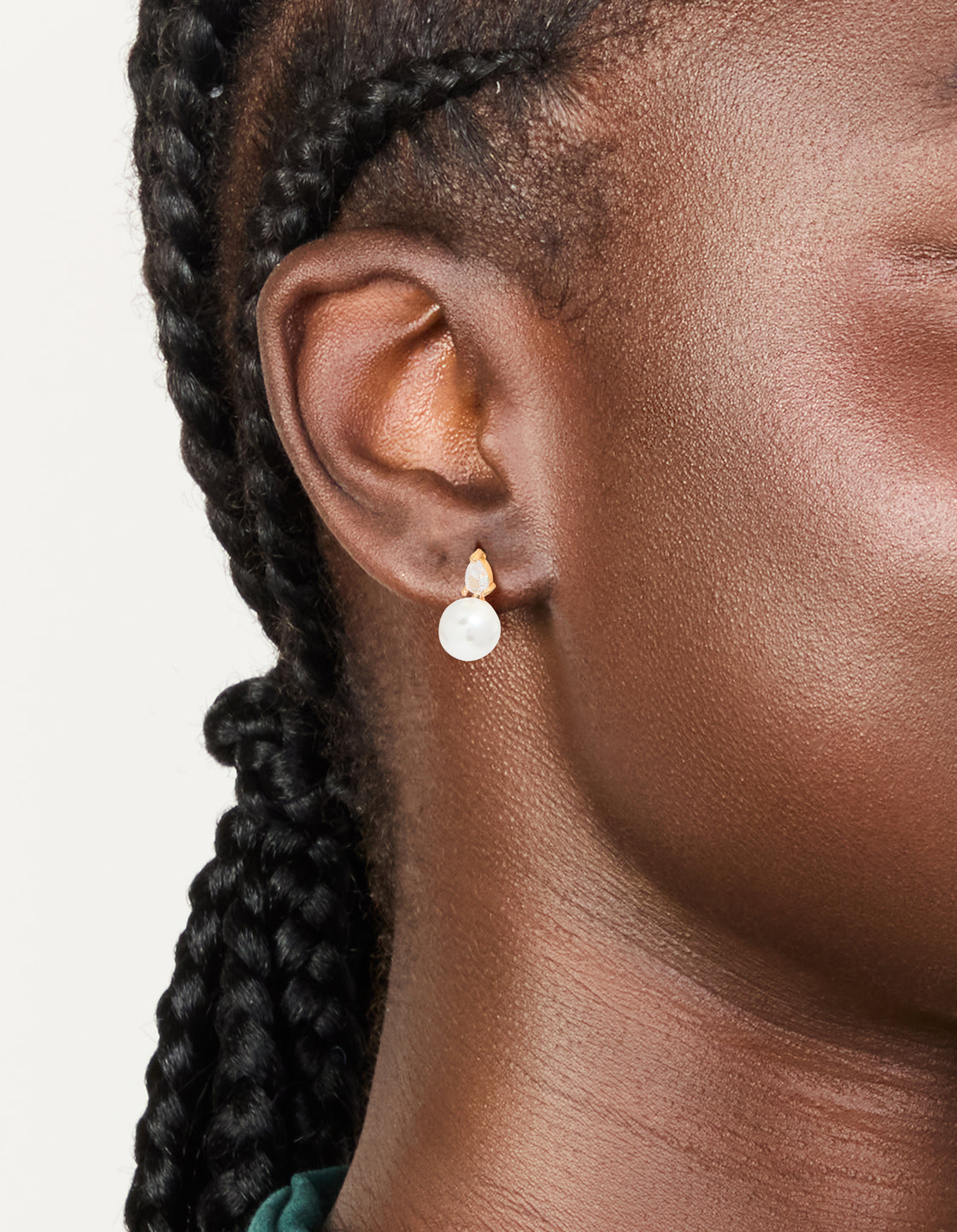 Gold Plated Cubic Zirconia & Pearl Teardrop Earrings