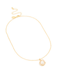 Gold Plated Cubic Zirconia Twisted Pearl Pendant Necklace - link has visual effect only