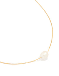 Gold Plated Freshwater Pearl Dainty Snake Chain Necklace - link has visual effect only
