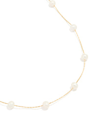 Gold Plated Freshwater Pearl Station Necklace - link has visual effect only