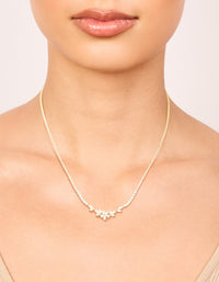Gold Plated Cubic Zirconia Flower Cup Chain Necklace - link has visual effect only