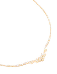 Gold Plated Cubic Zirconia Flower Cup Chain Necklace - link has visual effect only