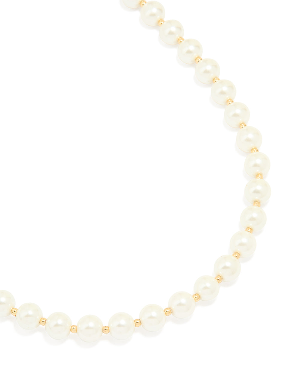 Gold Plated Pearl & Ball Alternating Necklace