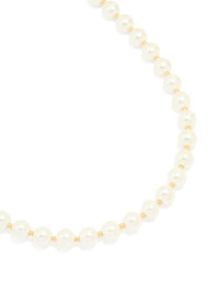 Gold Plated Pearl & Ball Alternating Necklace - link has visual effect only