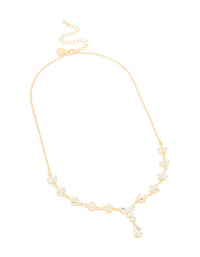 Gold Plated Cubic Zirconia Vine Drop Y-Necklace - link has visual effect only