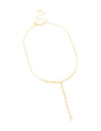 Gold Plated Bezel Cubic Zirconia Y-Necklace - link has visual effect only