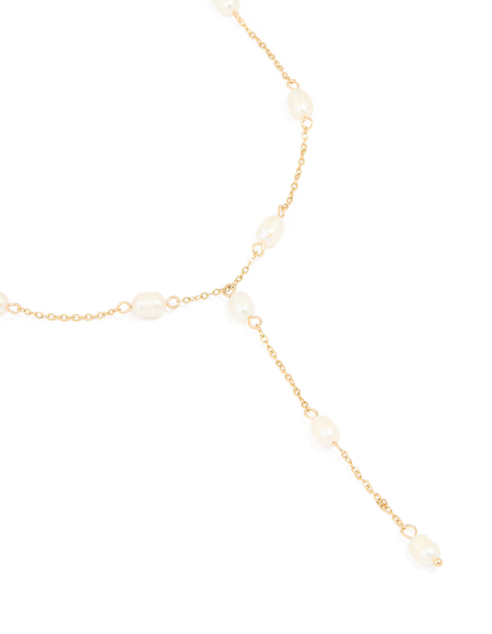 Gold Plated Freshwater Pearl Station Y-Necklace