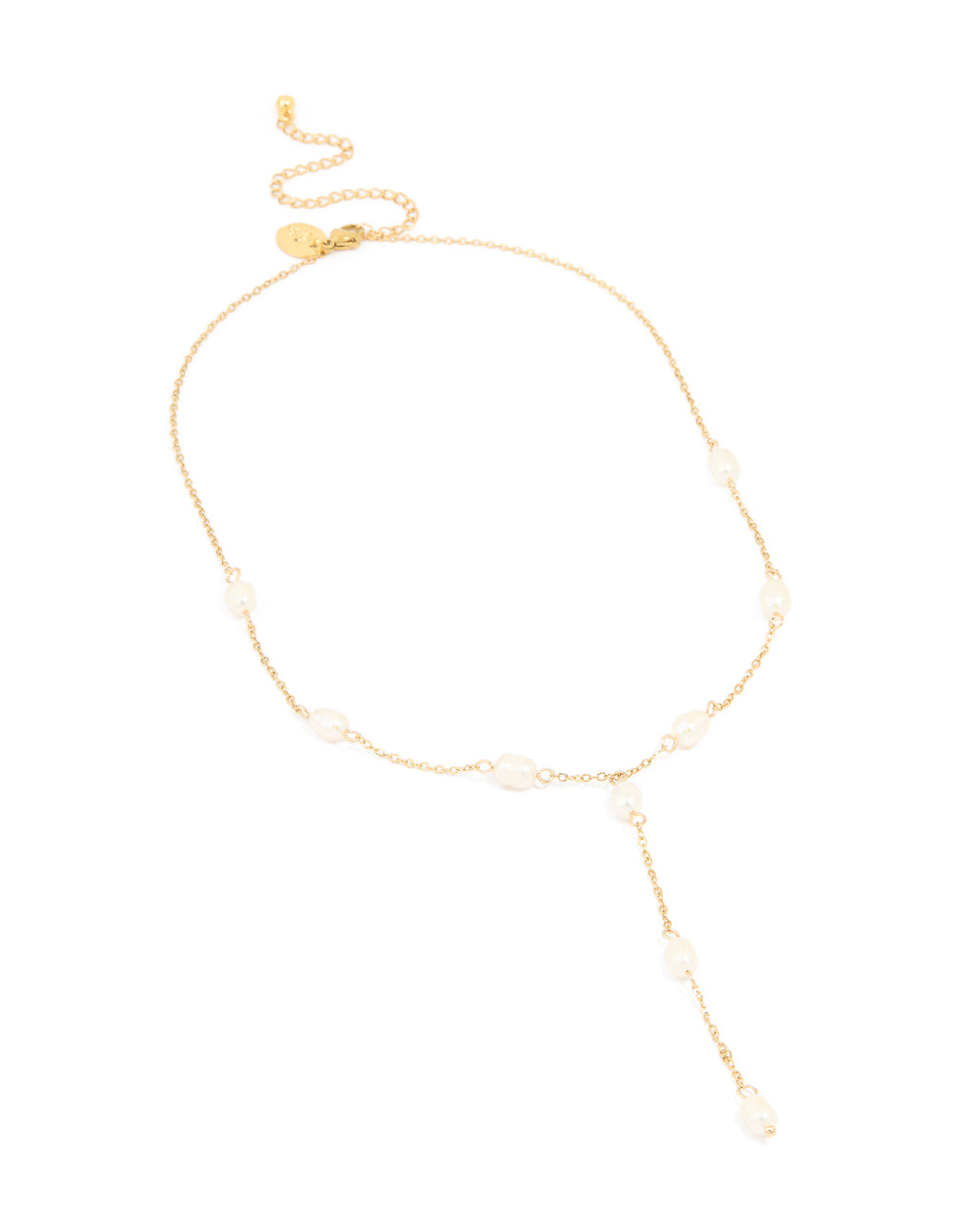 Gold Plated Freshwater Pearl Station Y-Necklace