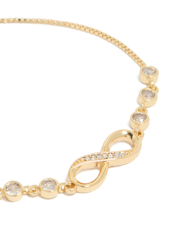 Gold Plated Cubic Zirconia Infinity Toggle Bracelet