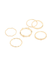 Gold Plated Clover Textured Ring 6-Pack - link has visual effect only