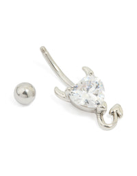 Surgical Steel Diamante Heart Devil Drop Belly Bar - link has visual effect only