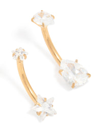 Gold Plated Titanium Cubic Zirconia Star & Pear Belly Bars 2-Pack - link has visual effect only