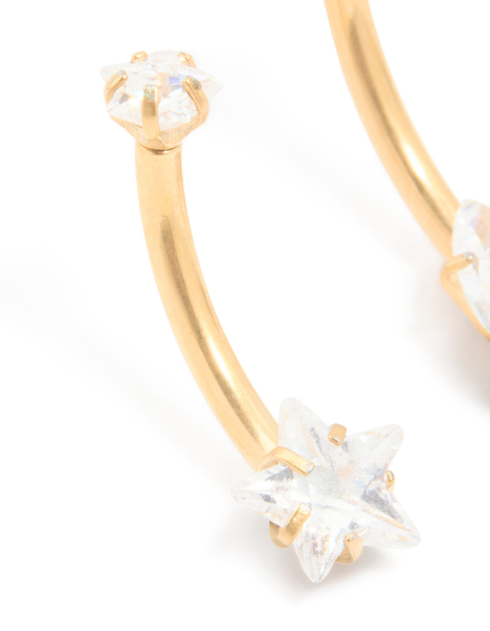 Gold Plated Titanium Cubic Zirconia Star & Pear Belly Bars 2-Pack