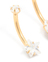 Gold Plated Titanium Cubic Zirconia Star & Pear Belly Bars 2-Pack - link has visual effect only