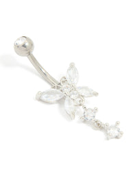 Titanium Cubic Zirconia Butterfly Drop Belly Bar - link has visual effect only