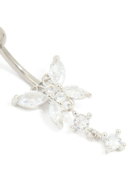 Titanium Cubic Zirconia Butterfly Drop Belly Bar - link has visual effect only