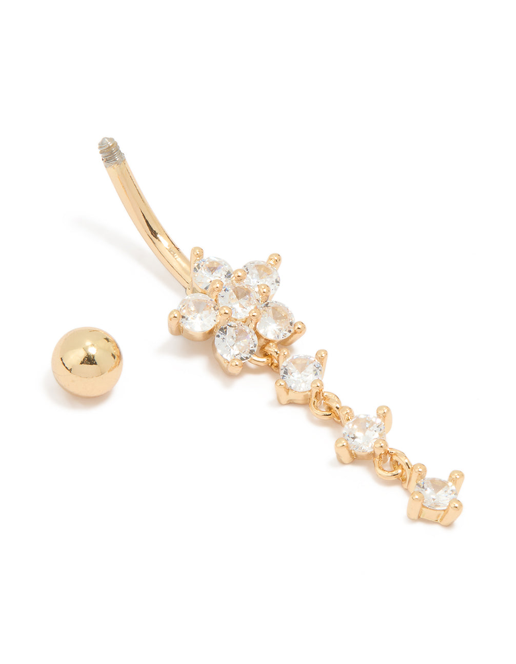 Titanium Cubic Zirconia Butterfly Threadless Belly Bar