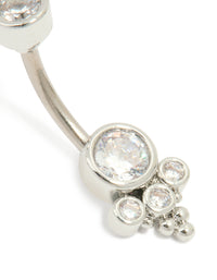 Titanium Cubic Zirconia Ornate Belly Bar - link has visual effect only