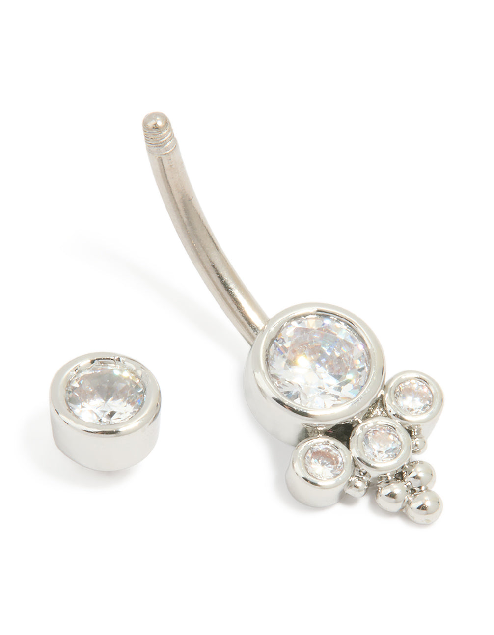 Titanium Cubic Zirconia Ornate Belly Bar