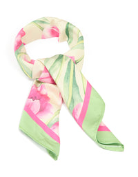 Pink & Green Tulip Flower Print Scarf - link has visual effect only