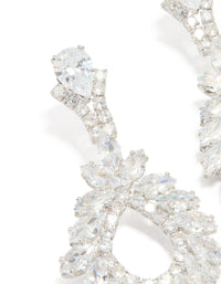 Silver Statement Cubic Zirconia Cluster Drop Earrings - link has visual effect only