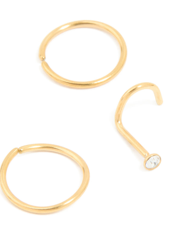 Surgical Steel Nose Stud & Ring 6-Pack