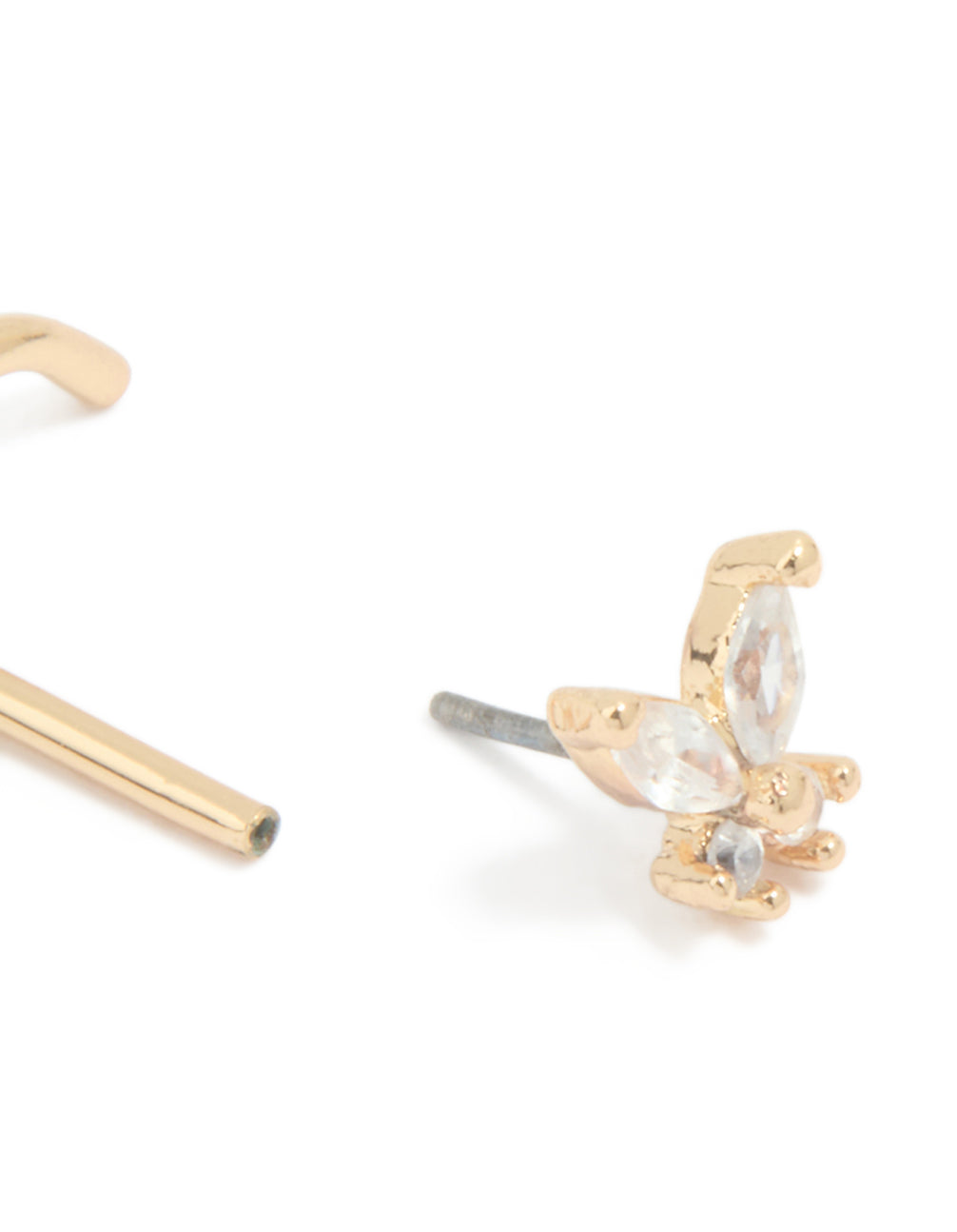 Surgical Steel Cubic Zirconia Butterfly Threadless Nose Stud