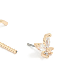 Surgical Steel Cubic Zirconia Butterfly Threadless Nose Stud - link has visual effect only