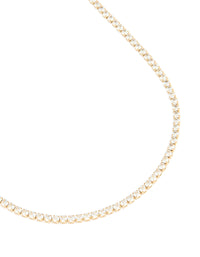 Waterproof Gold Plated Stainless Steel Cubic Zirconia Tennis Necklace - link has visual effect only