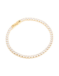 Waterproof Gold Plated Stainless Steel Cubic Zirconia Tennis Bracelet - link has visual effect only