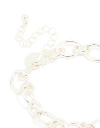 Silver Plated Chunky Cross & Black Charm Charm Bracelet - link has visual effect only