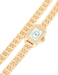 Gold Diamante Mini Double Strap Watch - link has visual effect only