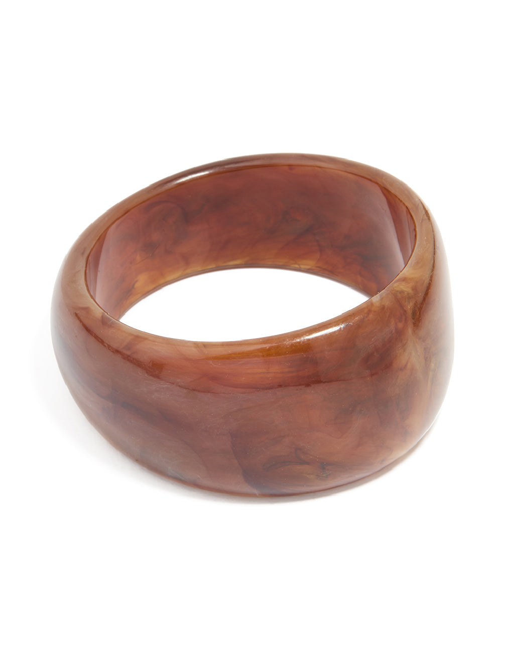 Brown Acrylic Marble Wavy Bangle